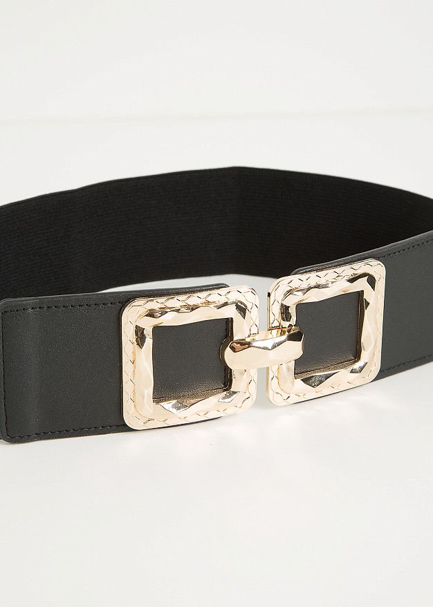 Elastic belt with square buckle