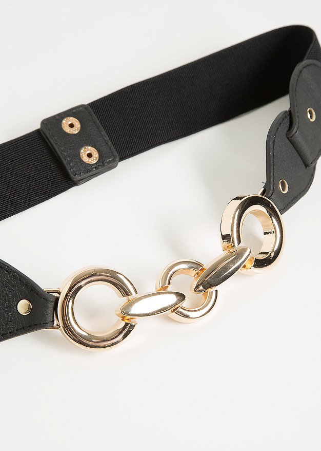 Elasticated belt with chain look buckle