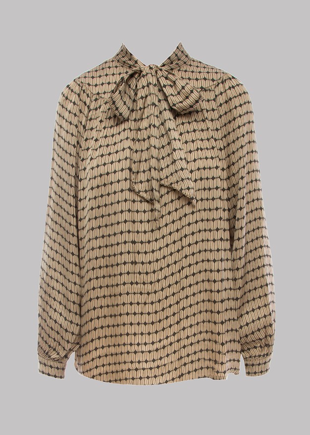 Blouse with print and tie at the neck