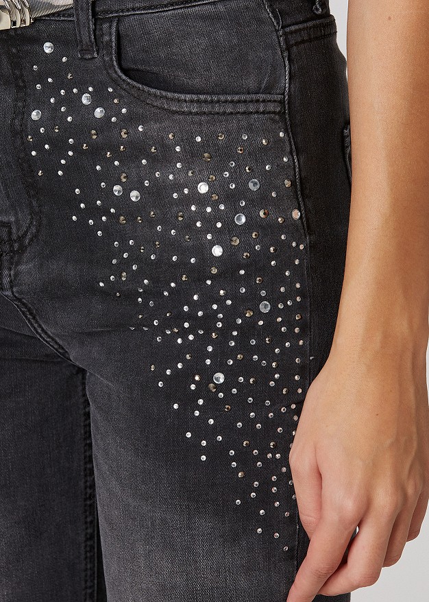 Wide leg jeans with strass