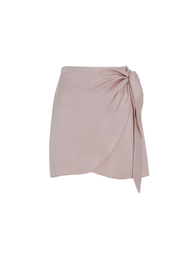 Wrap mini skirt on satin look