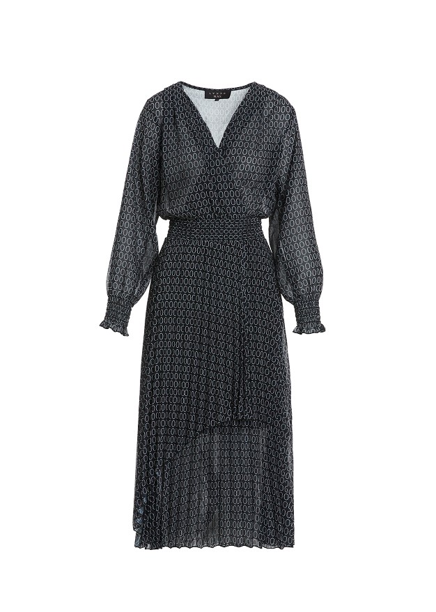 Μίντι κρουαζέ φόρεμα με γεωμετρικό print