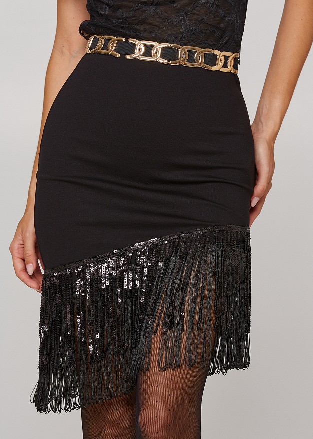 Mini skirt with sequins fringes
