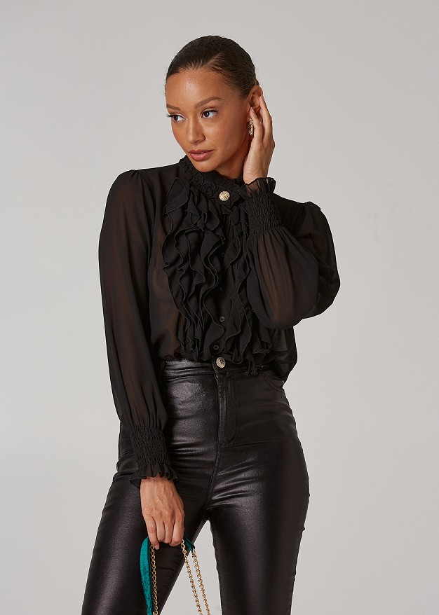 Long sleeve shirt with frills