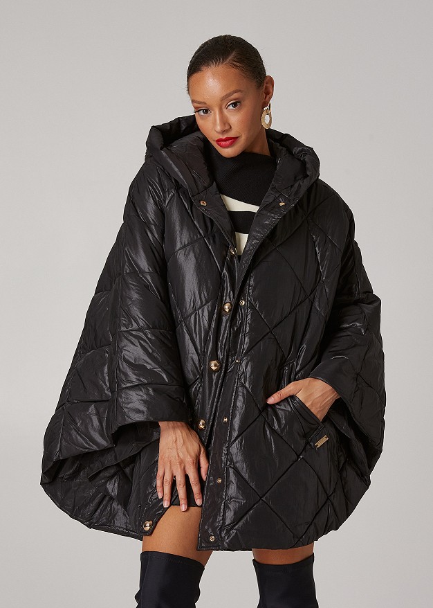 Quilted hooded cape