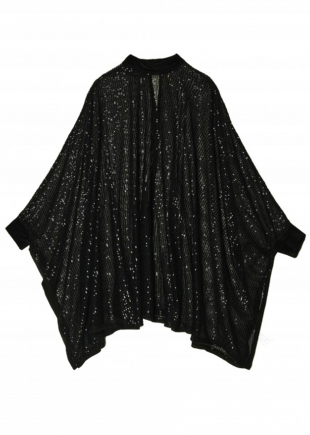 Sequins cape with velvet look high collar