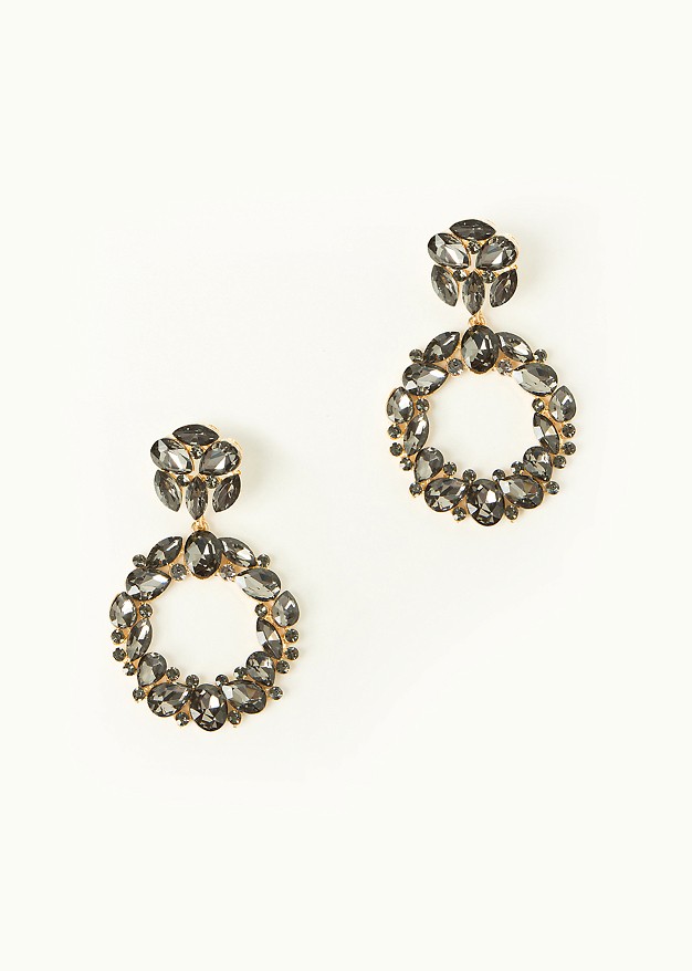 Drop floral, crystal earrings