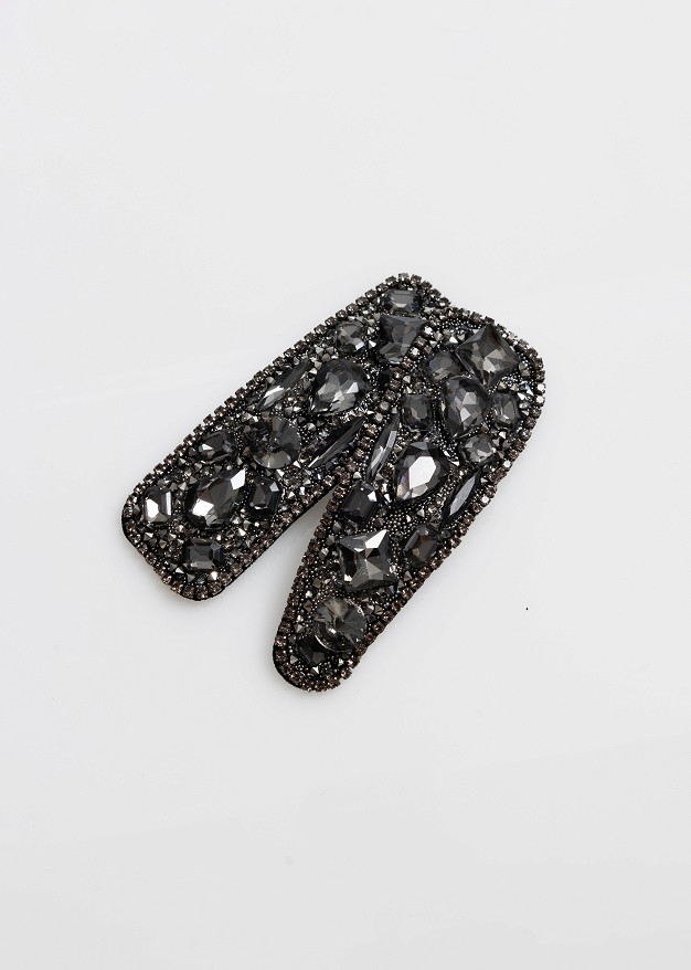 Hair clips set with rhinestones