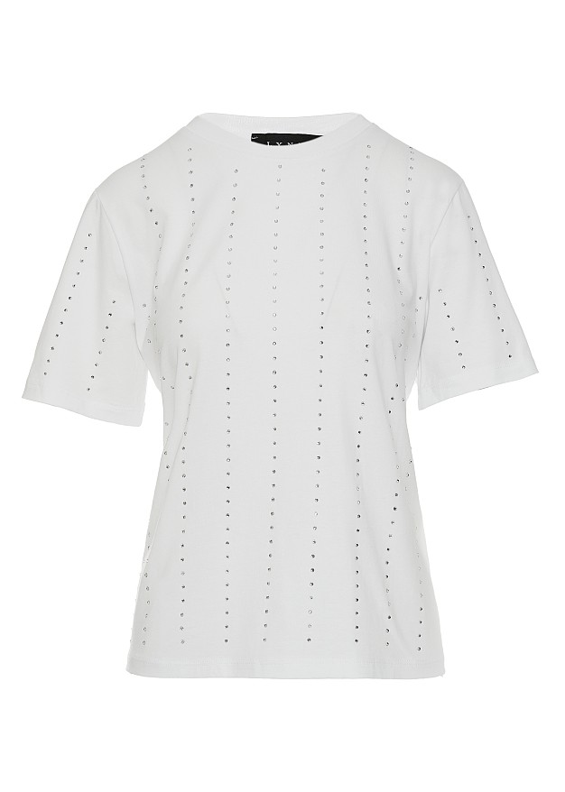 Cotton blouse with rhinestones stripes