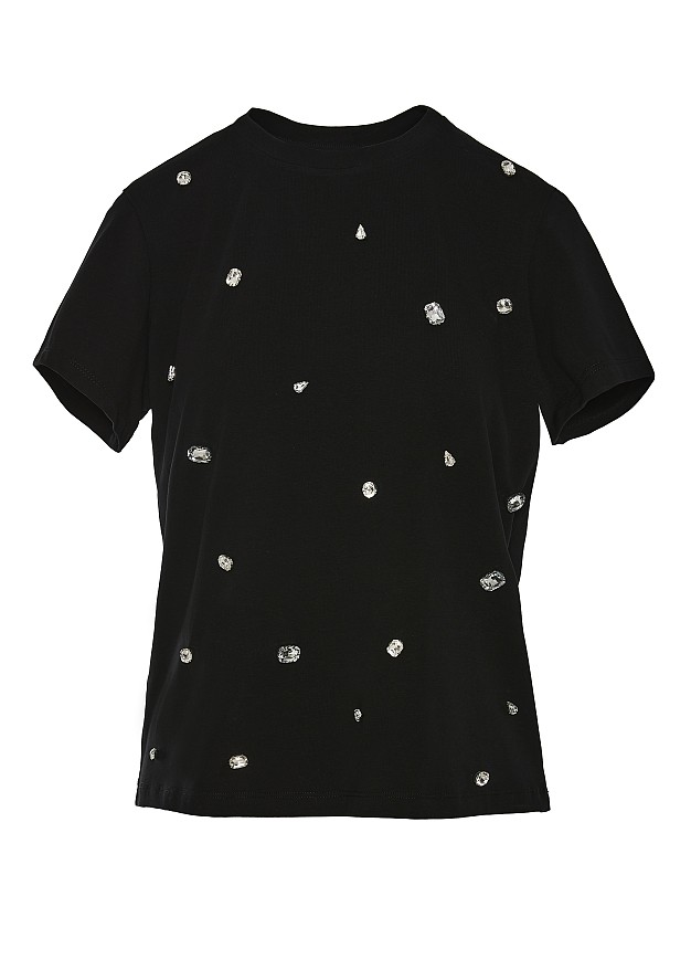 Βαμβακερή μπλούζα με πέτρες κρύσταλλα