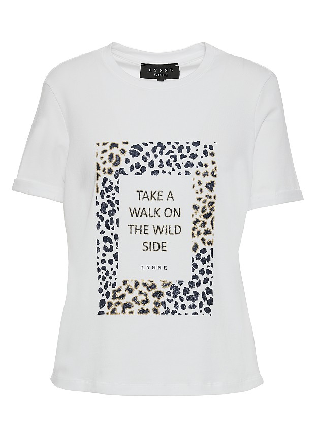 Cotton t-shirt with animal print detail