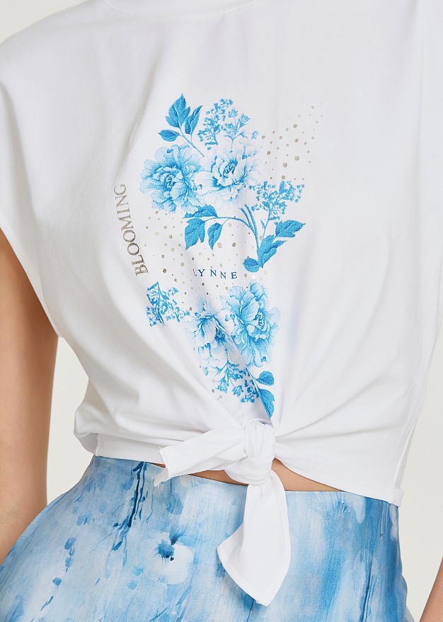 Cropped printed cotton T-shirt