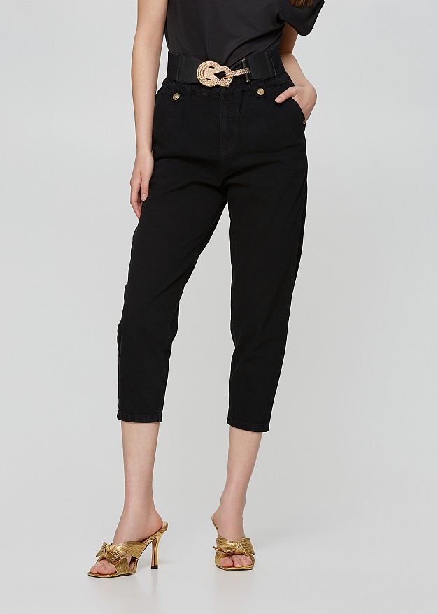 Ruffly high waisted jeans in mom fit