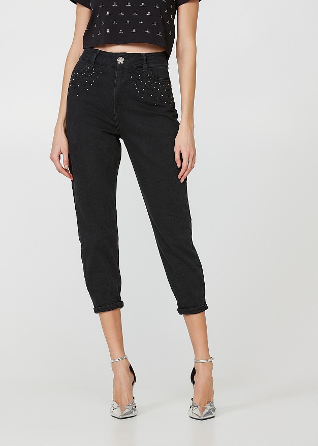 Denim pants with strass