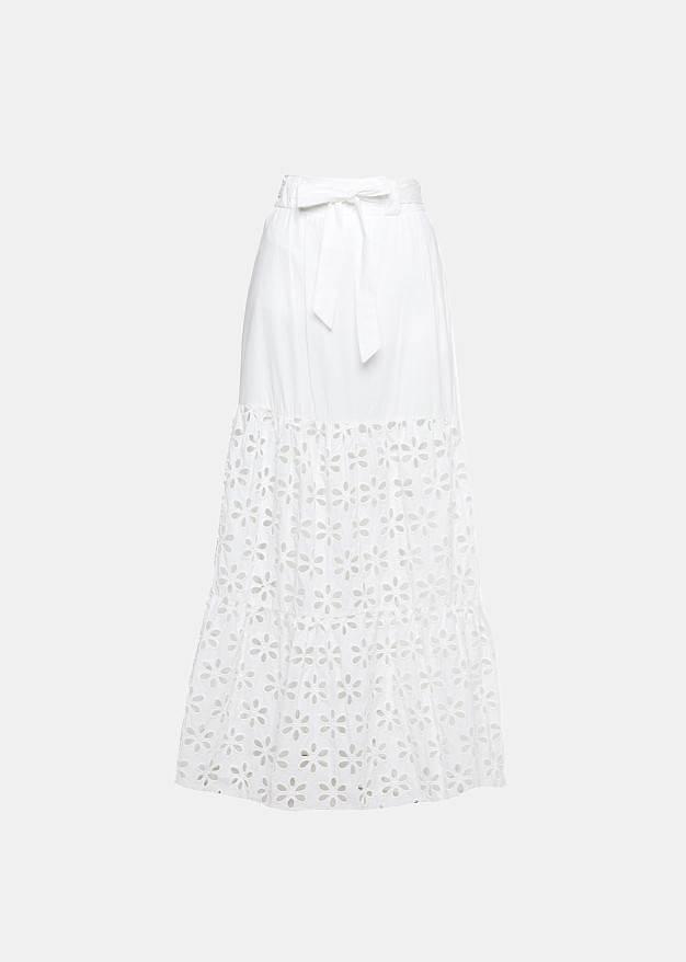 Maxi skirt with broderie lace