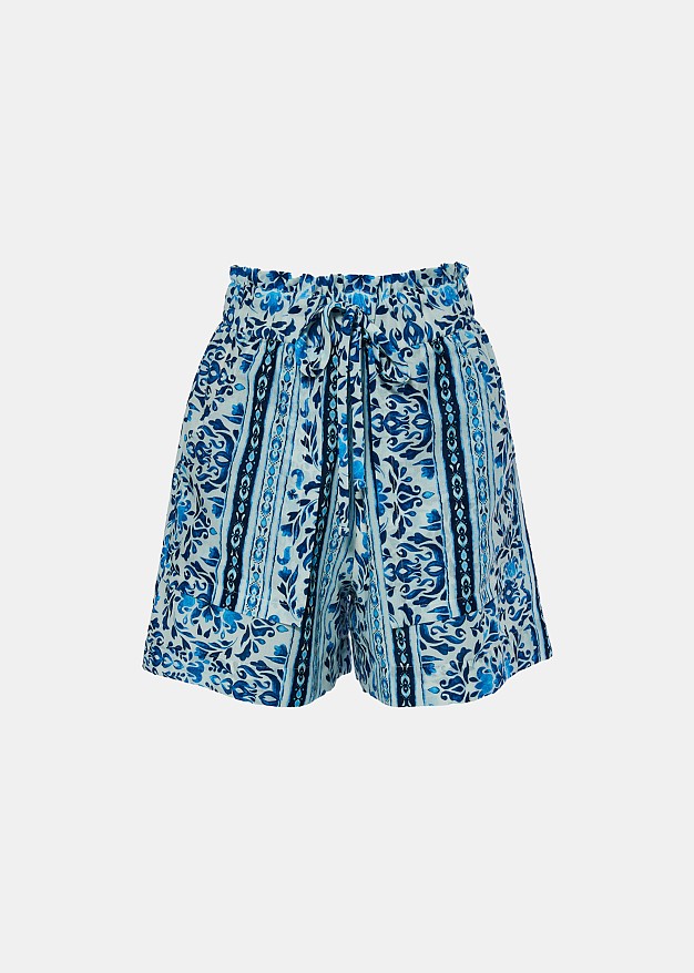 Shorts in retro white and blue pattern