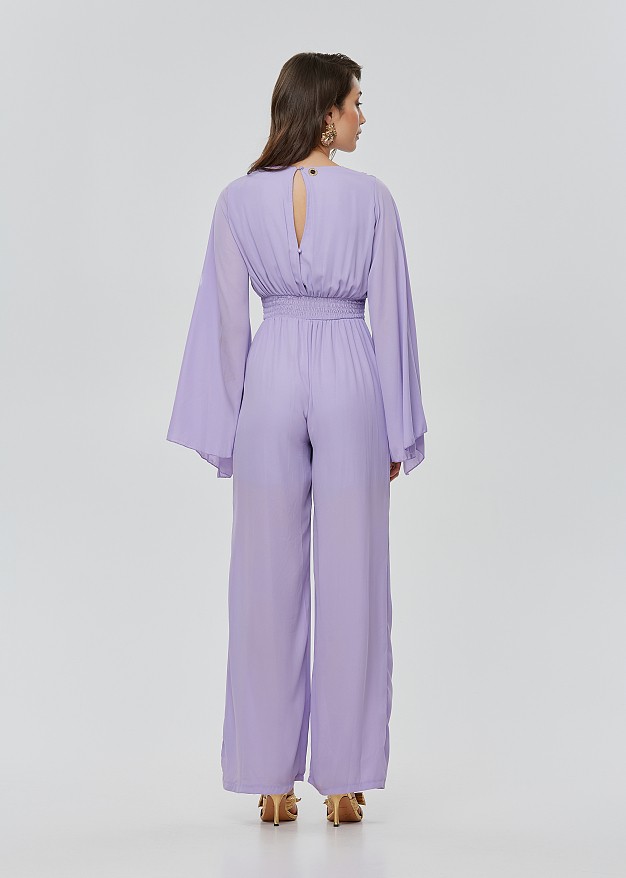 Wide leg jumpsuit with bat sleeves