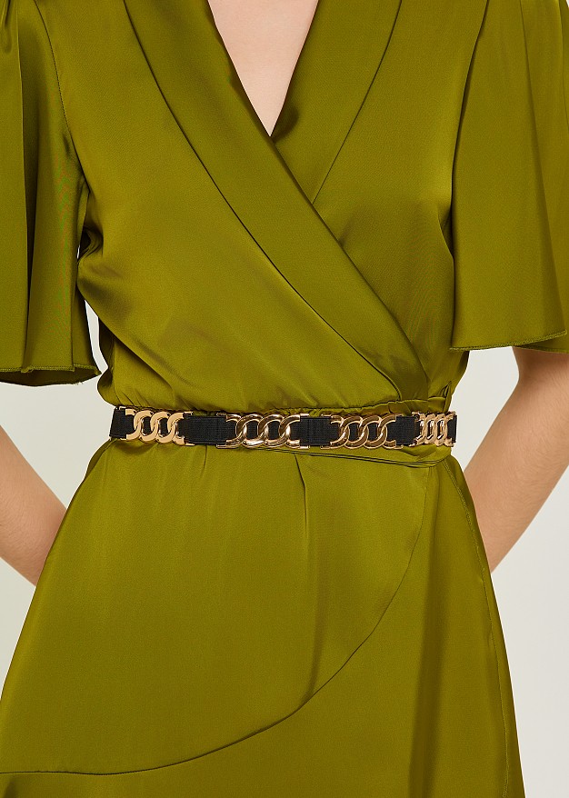 Elasticated belt with chain details