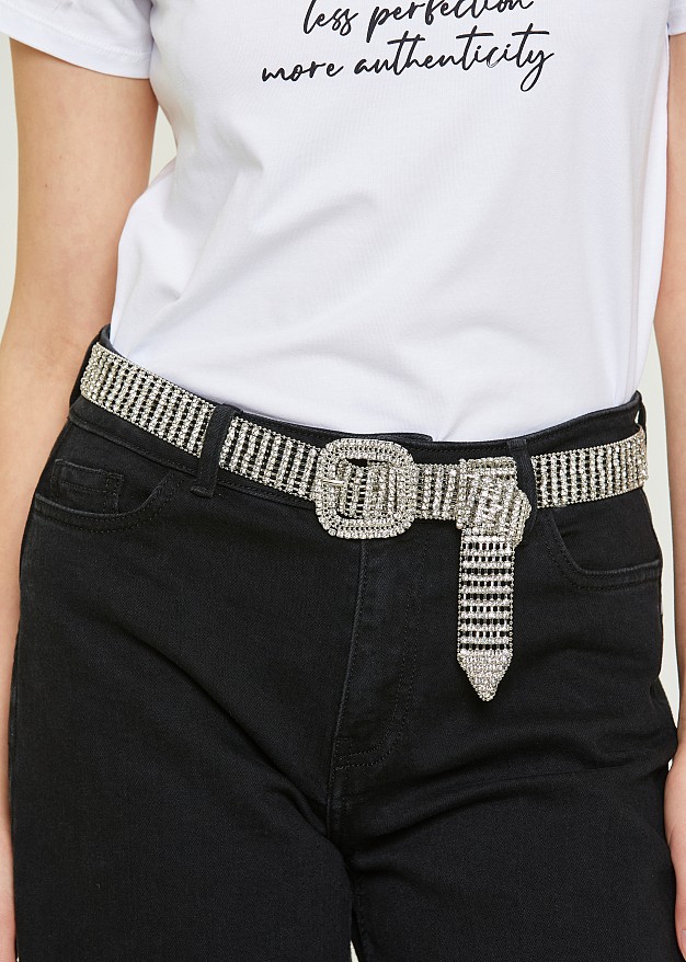 Chain look belt with decorative strass