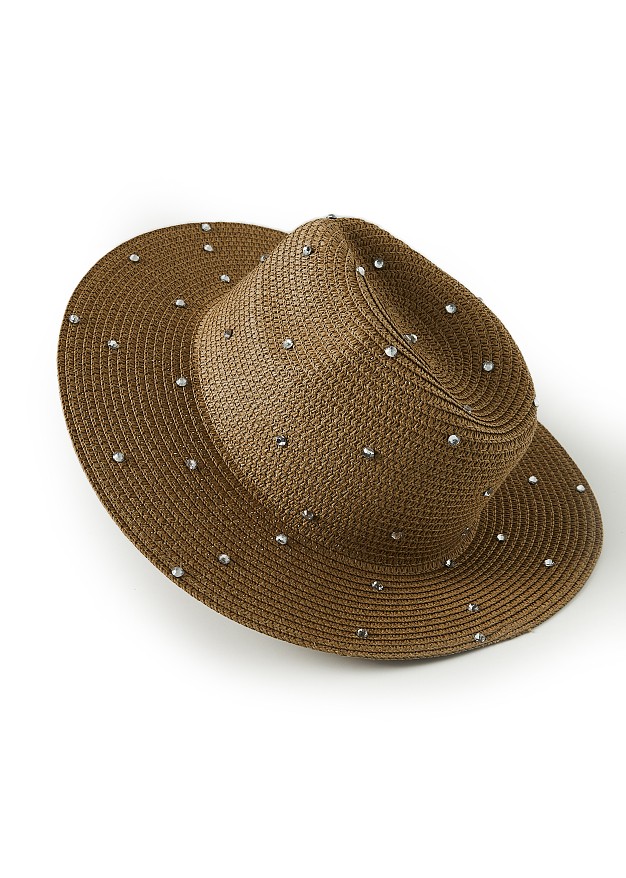 Ψάθινο καπέλο με στρας