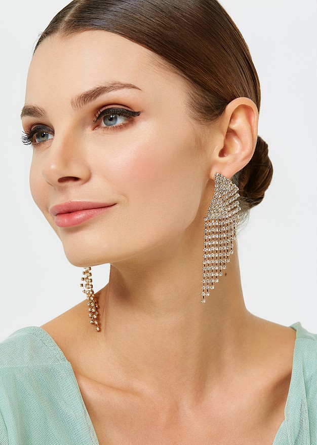 Wings earrings decorated with rhinestones