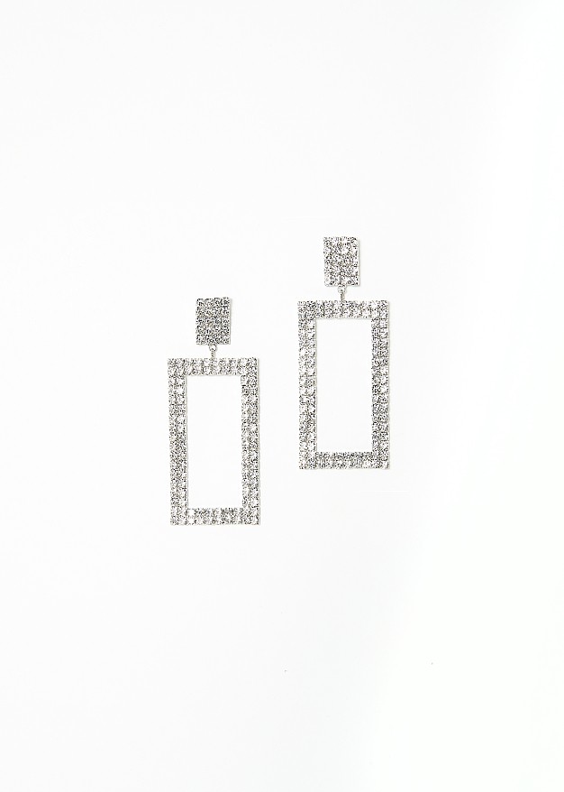 Rectangular earrings with strass