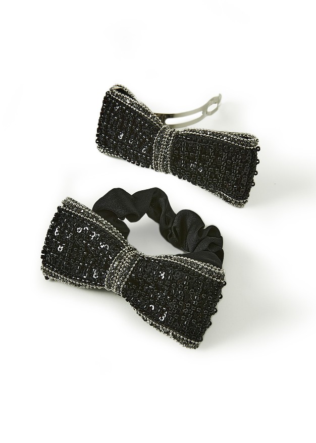 Set os 2 hair ties with bow and sequins
