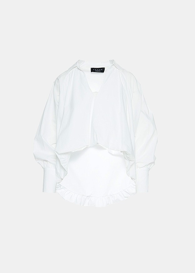 Asymmetric poplin blouse