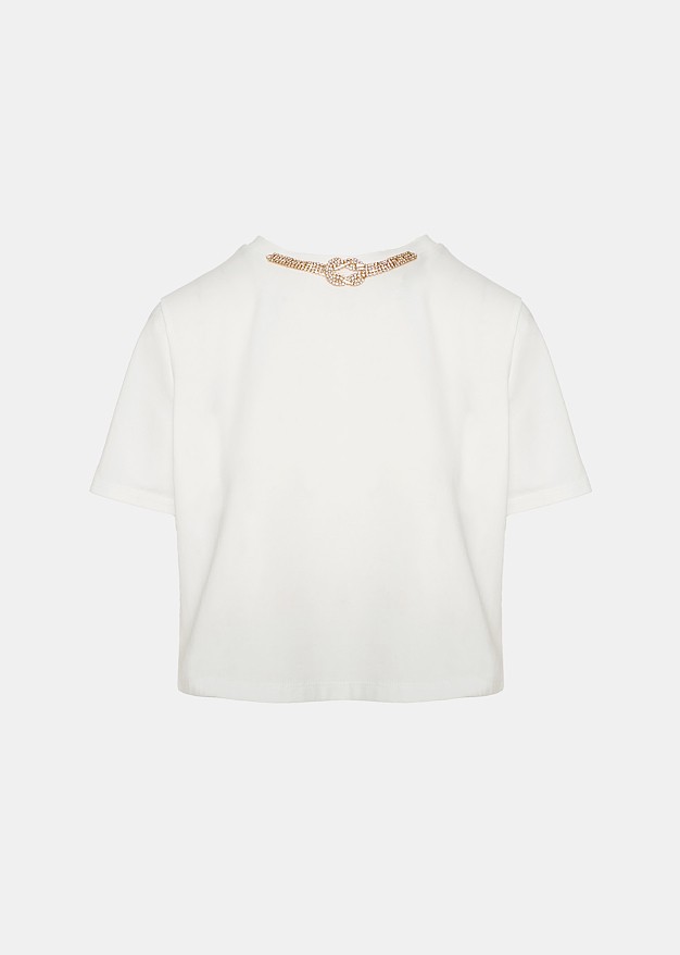 Crop T-shirt with gold detail