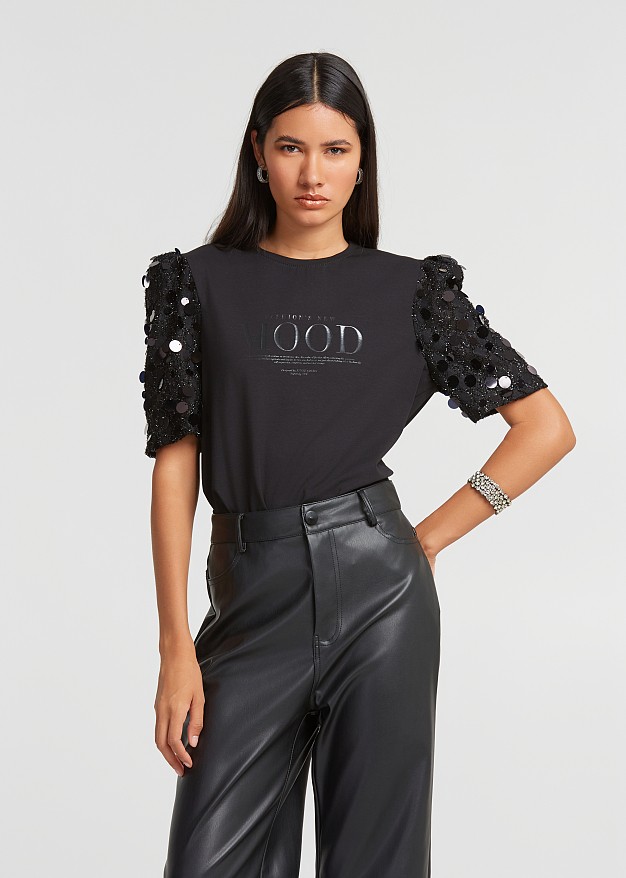 T-shirt with sequins on the sleeves