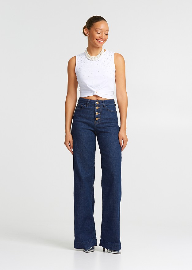 Denim wide leg trousers