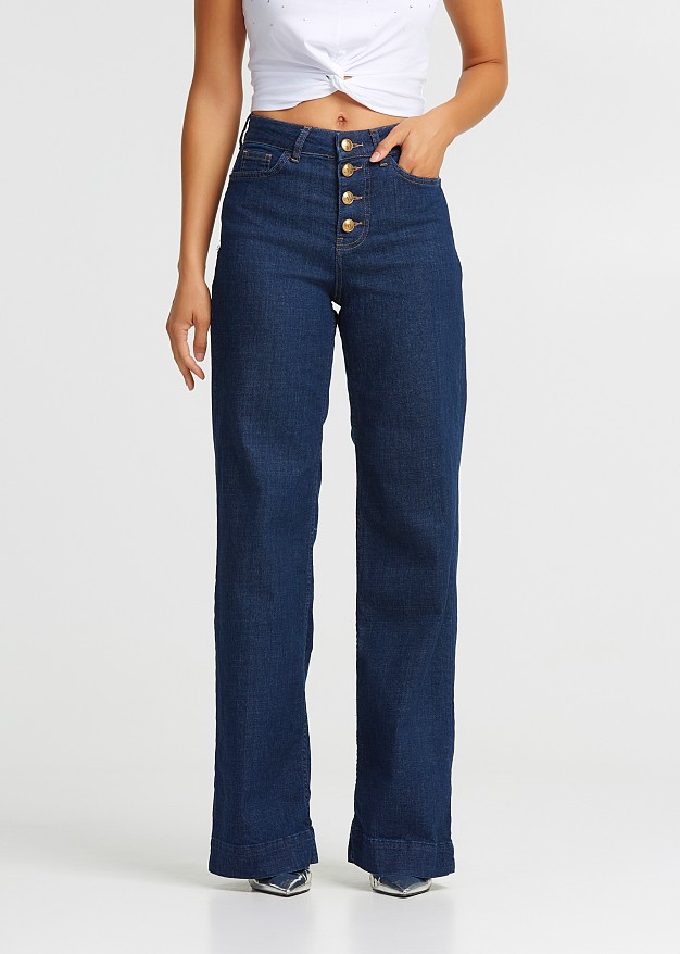 Denim wide leg trousers