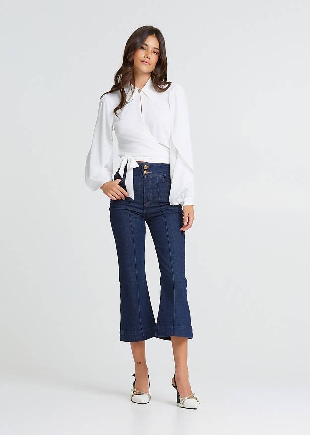 Pantaloni crop din denim