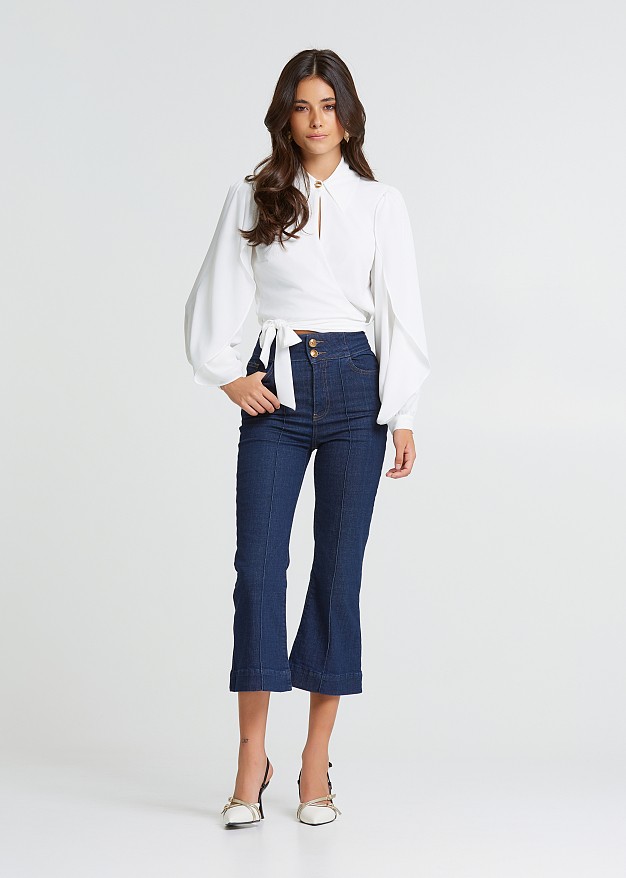 Pantaloni crop din denim