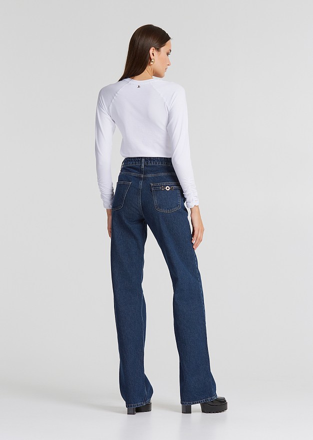 Straight-leg denim pants