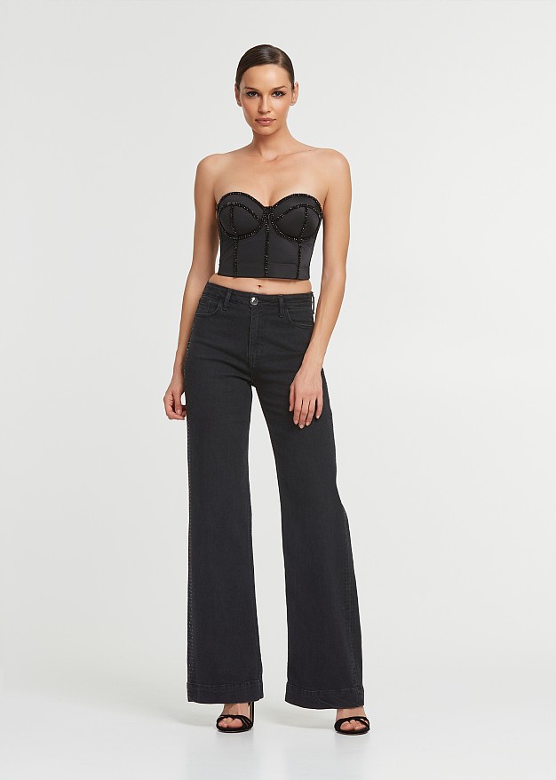 Pantaloni denim wide leg