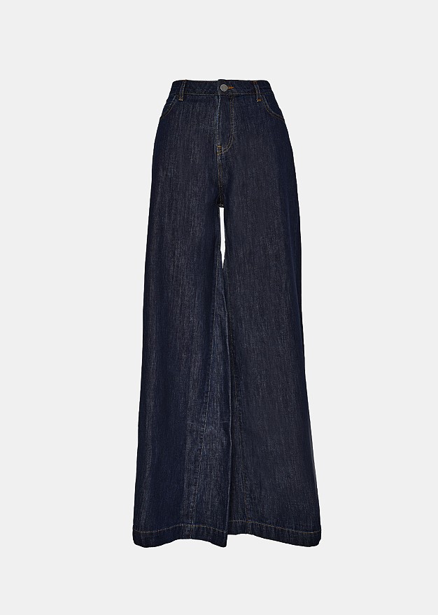 Denim wide leg pants