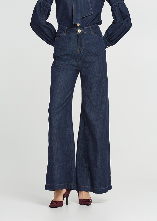 Denim wide leg pants