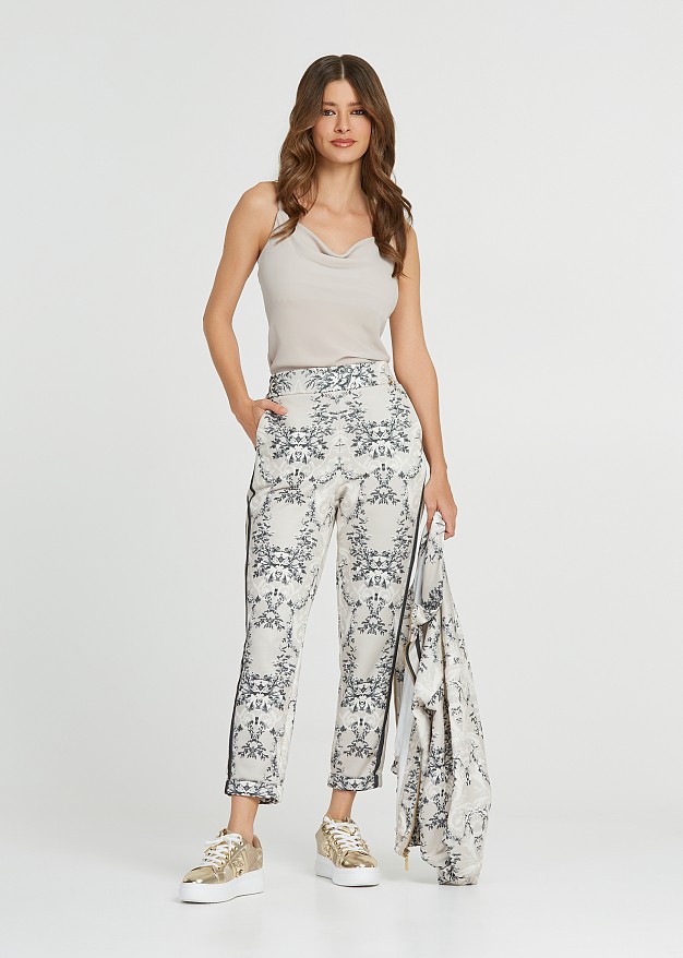 Printed straight-leg pants