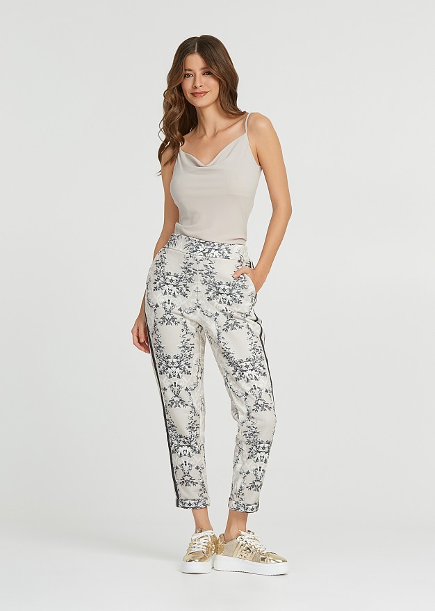 Printed straight-leg pants