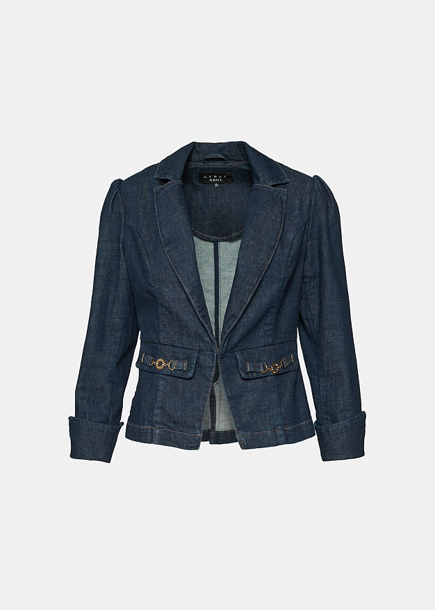 Denim blazer with bold sleeves