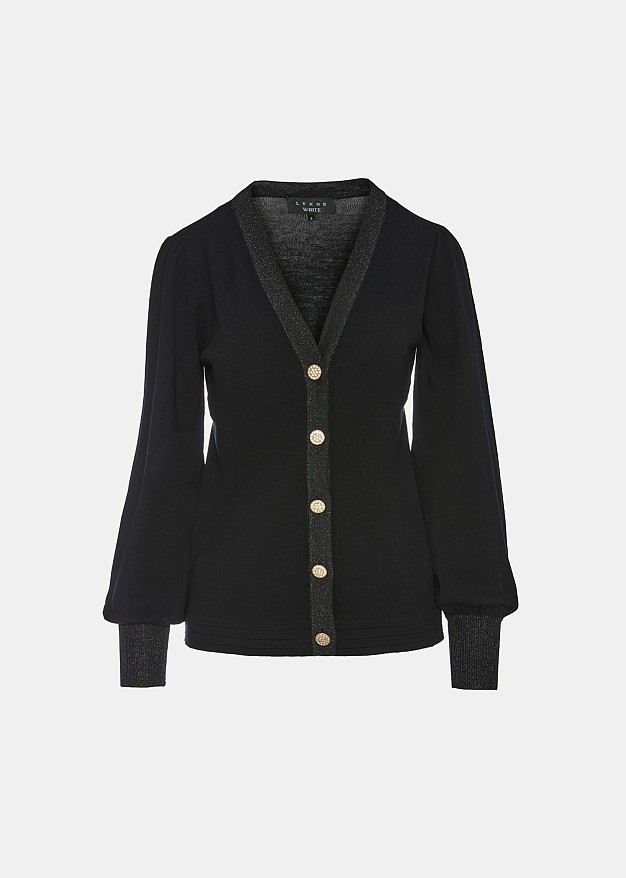 Cardigan with V neckline and lurex detail