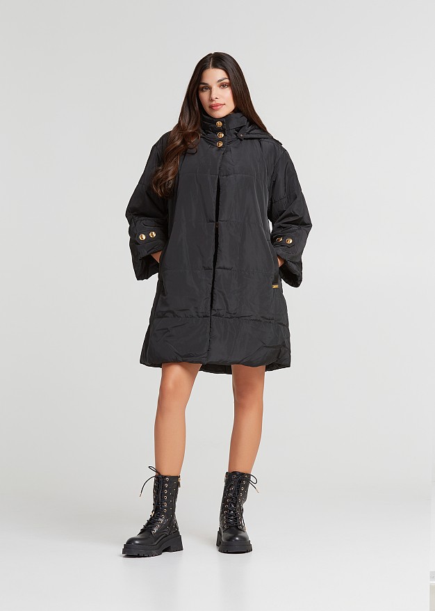 Puffer jacket with a cape look