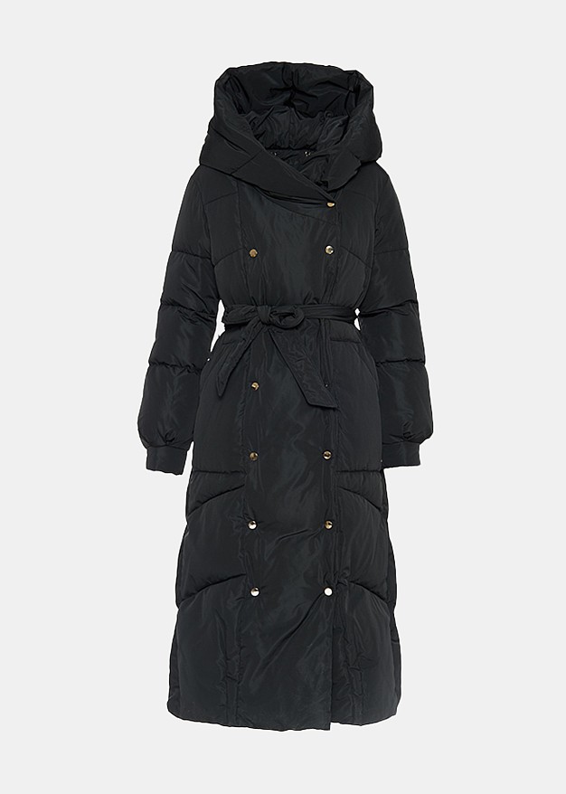 Longline puffer jacket with bold hood