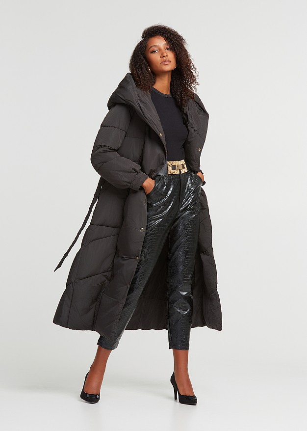 Longline puffer jacket with bold hood