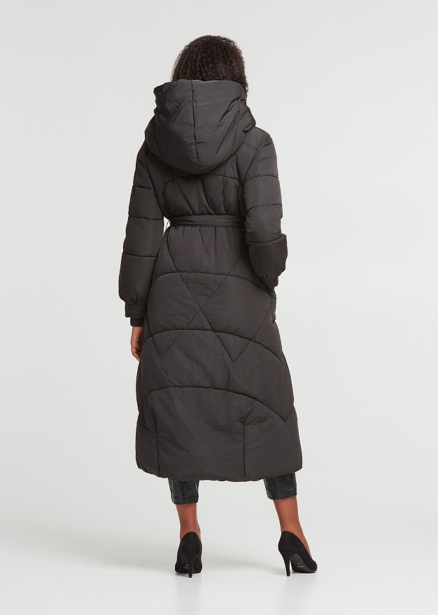 Longline puffer jacket with bold hood