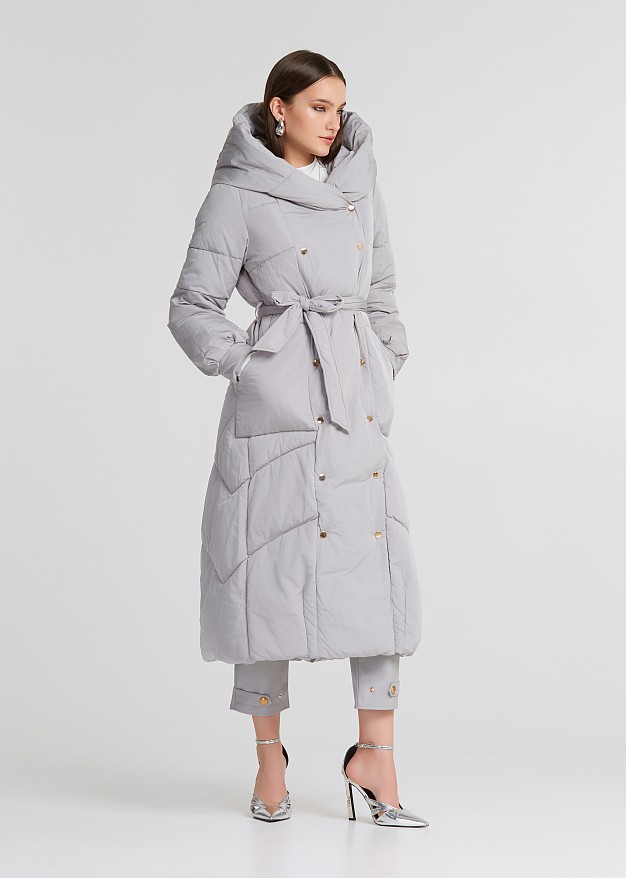 Longline puffer jacket with bold hood