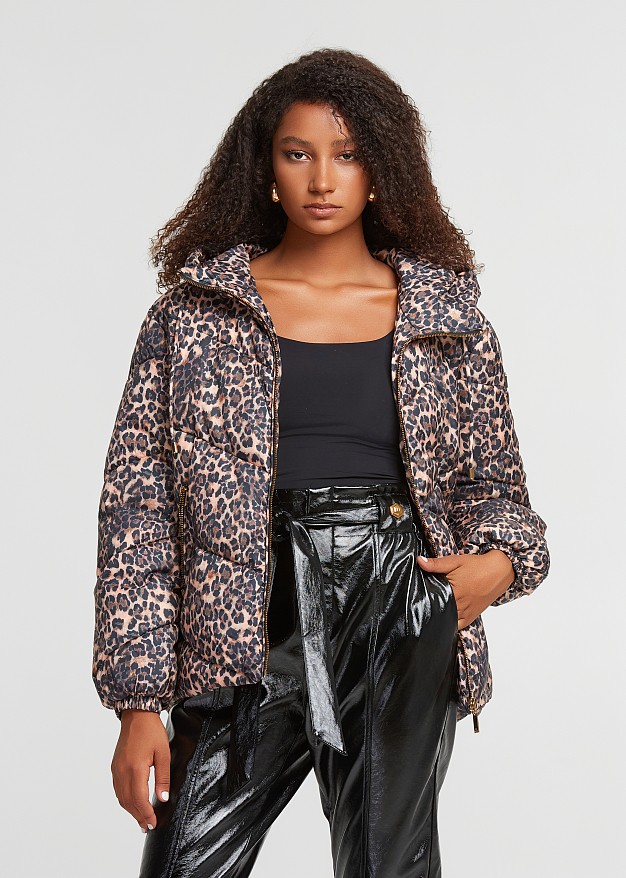 Animal print puffer