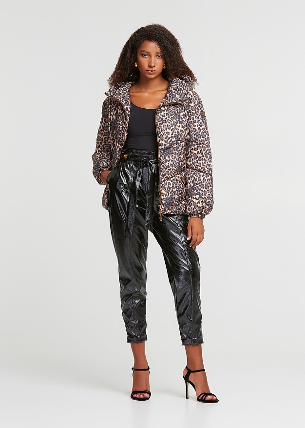 Animal print puffer