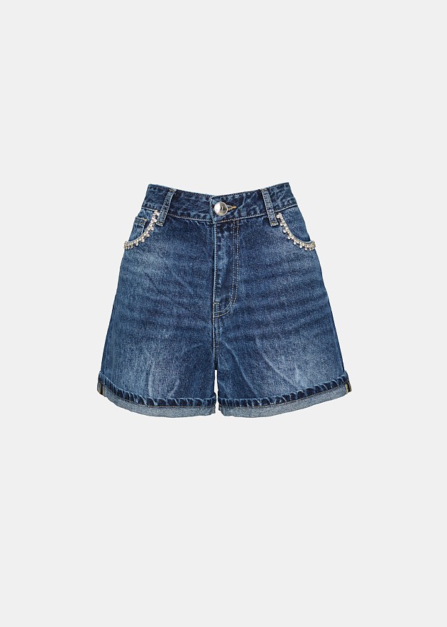 Denim shorts with rhinestones